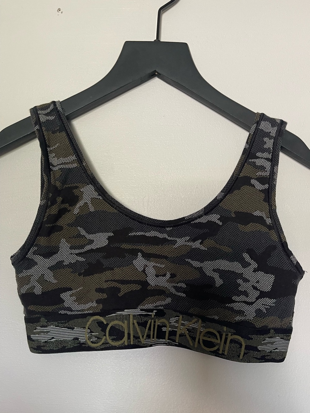 Calvin Klein Olive and Black Camo Sports Bra